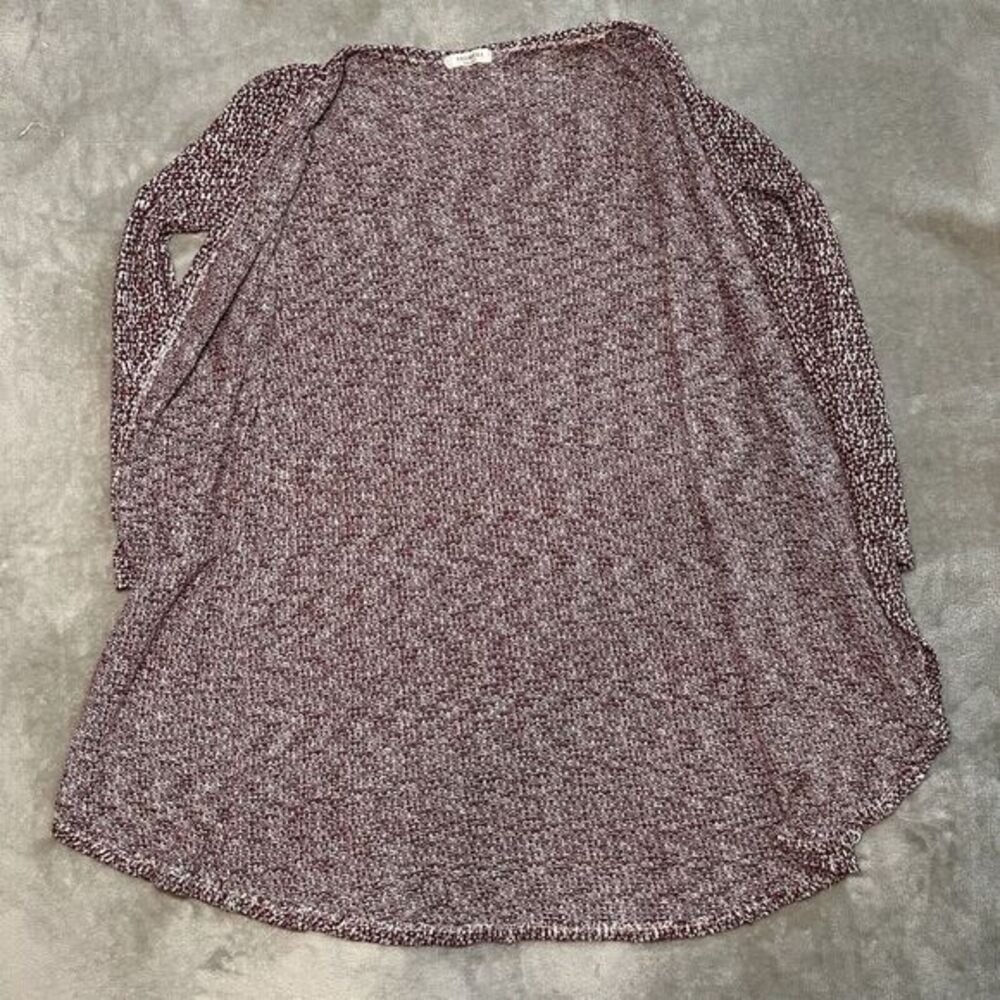 Promesa Open Front Cardigan Women Sz M Red White Black Marled Knit Layering Boho - Picture 4 of 12